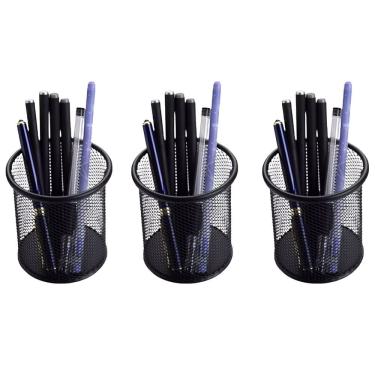 Imagem de Porta Lapis Organizador Aramado Kit 3 Unidades Caneta Lapis Tesoura Escritorio Mesa de Trabalho Escrivaninha Home Office