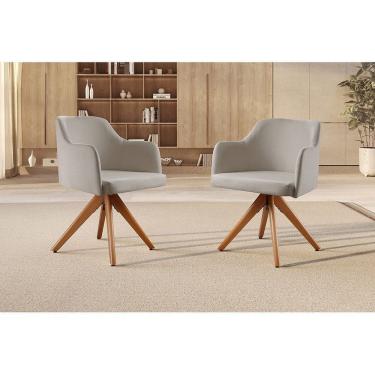 Imagem de Kit 02 Poltronas Eros Giratória Linho Cinza Claro