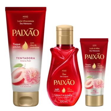 Imagem de Kit Paixão Tentadora Ameixa Rubi Hidratante Corporal Bisnaga + Óleo Corporal + Creme para Mãos