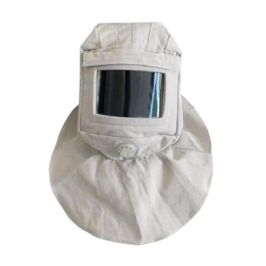 Imagem de menolana Jateamento de areia capa xale boné profissional branco à prova de poeira protetor fácil de usar lona accs jateamento de areia proteção facial