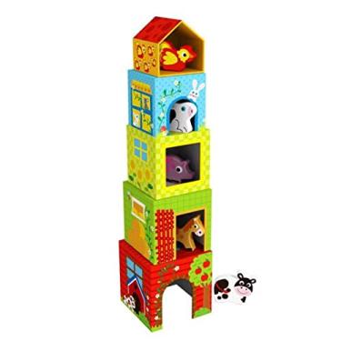 Imagem de Torre de Empilhar Fazenda Animais 10 Peças TKF053 Tooky Toy, Multicor