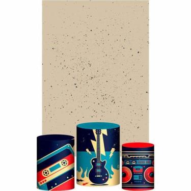 Imagem de Kit Casado Rock Trio Capa Cilindro Retangular Tecido - Prime Decor Fes