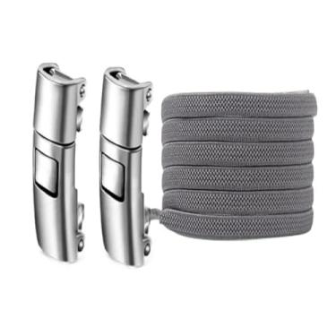 Imagem de Press Lock Shoelaces Without Ties Elastic Laces Sneaker Widened Flat No Tie Shoe Laces Kids Adult Shoelace For Shoes(Dark grey)