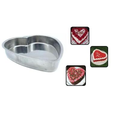 Imagem de Forma Tabuleiro Assadeira Para Bolo Coração Reto Alumínio Polido IF 35