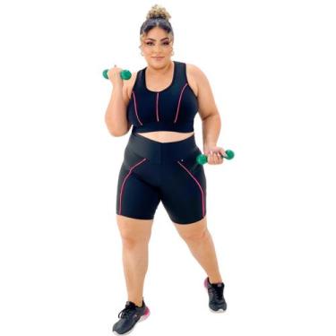 Imagem de Conjunto Feminino Academia Roupa De Ginastica Plus Size - WM, G1, Pret