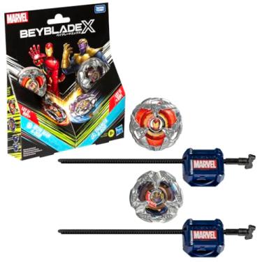 Imagem de Beyblade X, Multipack de Piões, Marvel Collab, Iron Man 4-80B vs.Thanos 4-60P - Conjunto de Brinquedo com 2 Piões e 2 Lançadores - A partir de 8 Anos
