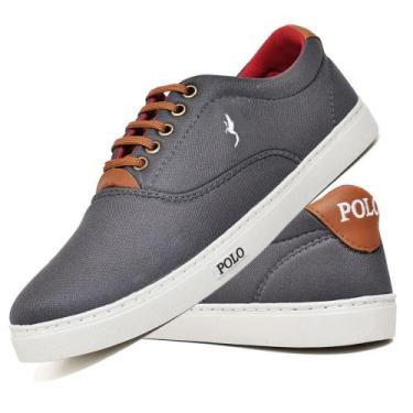 Imagem de Sapatênis Masculino Casual Confortável Lona Polo Blu, 39, Cinza