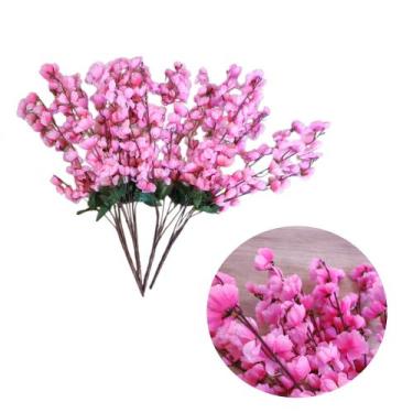 Imagem de 4 Flores De Cerejeira Artificial Buquê 7 Hastes Pessegueiro - PlantaIm