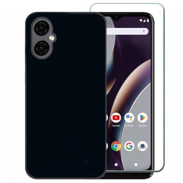 Imagem de Ranyi Capa para celular BLU G34 com protetor de tela, BLU G34 G1070WW, capa preta fina e flexível de TPU com protetor de tela de borracha de silicone para BLU G34 G1070WW (6,5 polegadas 2024)