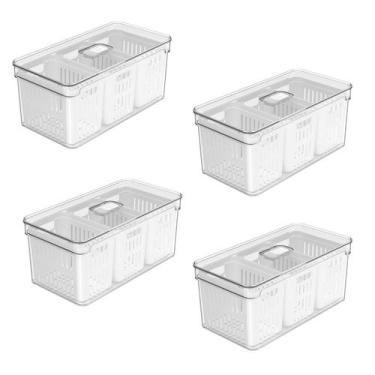 Imagem de Jogo 4 Organizadores C/ 3 Cestos 5 L Empilhável Transparente Multiúso 
