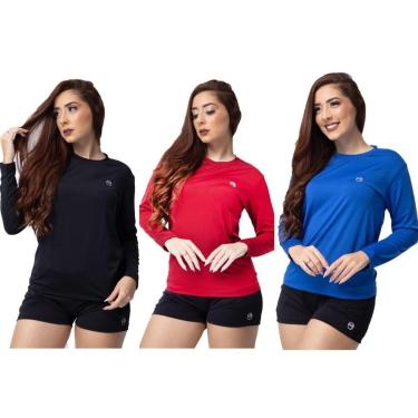 Imagem de Kit 3 Camisa Térmica Feminina Uv 50 + Segunda Pele Proteção Solar-Feminino