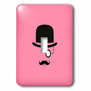 Imagem de 3dRose lsp_173292_1 boné preto, monóculo e bigode, capa de interruptor de luz de fundo de malva claro