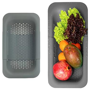 Imagem de Cesto de escorredor para pia – coador sobre a pia 20 x 35 - 48 cm – coador de pia – coador de macarrão – coadores e coadores extensíveis – cesta para coador de pia