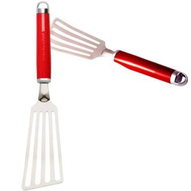 Imagem de Espatula p/ Chapa Flexivel 33cm profissional Inox KitchenAid Vermelha