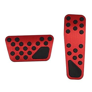 Imagem de Capa de pedal de liga de alumínio Hecotrax para Dodge Challenger Charger Chrysler 300 300C sem perfuração de freio de alumínio e pedal acelerador (vermelho)