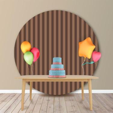 Imagem de Painel Redondo em Jacquard Marrom Antigo Listrado - Jacquard Tradicion