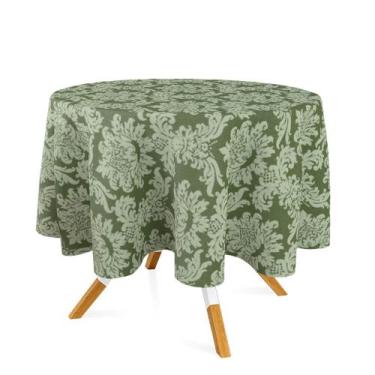 Imagem de Toalha de Mesa Redonda em Tecido Jacquard Verde Pistache Medalhão Trad