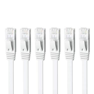 Imagem de Yauhody Cabo Ethernet Cat 6 5 Pés 6-Pacote Branco, Alta Velocidade Sólido Plano Cat6 Gigabit Rede de Internet Lan Patch Cords, Conector Rj45 Snagless de Cobre Nu para