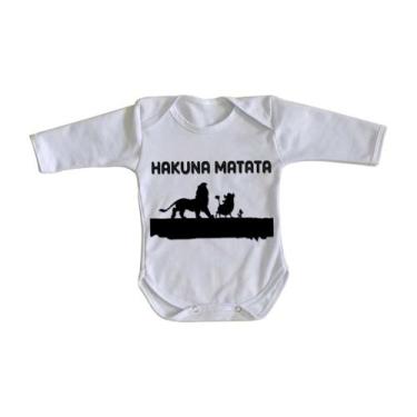 Imagem de body nenê criança roupa bebê manga longa Rei Leão Hakuna Matata - Empó