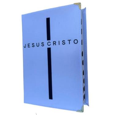 Imagem de Biblia Branca Jesus Cristo ARC Sbb LP  Capa dura acolchoada com índice