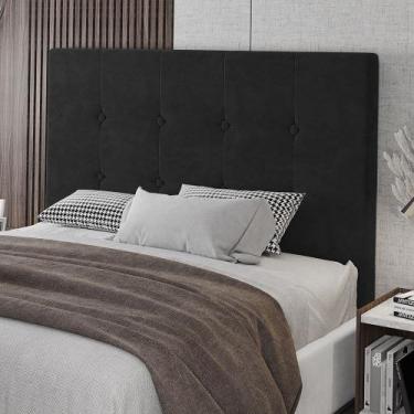 Imagem de Cabeceira Casal Lua 140cm Veludo Preto Patoti Móveis - Italian Flex