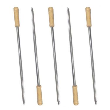 Imagem de Kit 5 Espetos Simples Inox c/ Cabo de madeira churrasco - Araminas