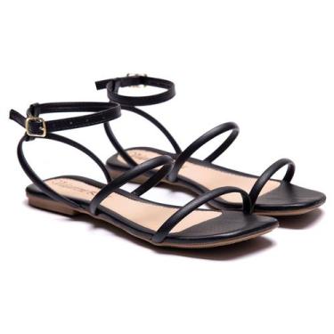 Imagem de Sandalia Feminina Rasteirinha Tira - Kreeper, Preto, 35, Feminino