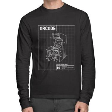 Imagem de Camiseta Algodão Arcade Fliperama Projeto Manga Longa - Foca na Moda, 