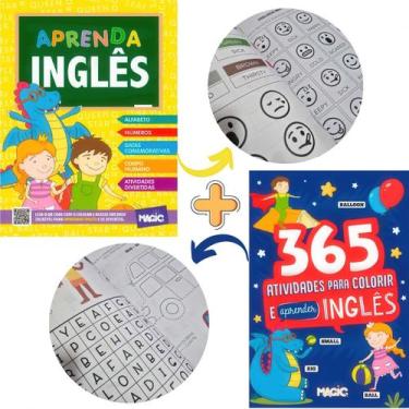 Imagem de Kit 365 Atividades Para Colorir e Aprender Inglês + Aprenda Inglês  Ma