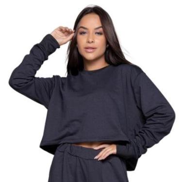 Imagem de Cropped Blusa Moletinho Serra e Mar Modas Gringa Manga Longa Roupa Blogueiro Moda Casual-Feminino