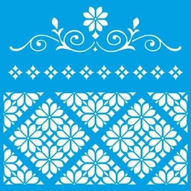 Imagem de Stencil Litoarte Mara Fernandes 20 x 20 cm - STXX-078 Arabesco Flor, A
