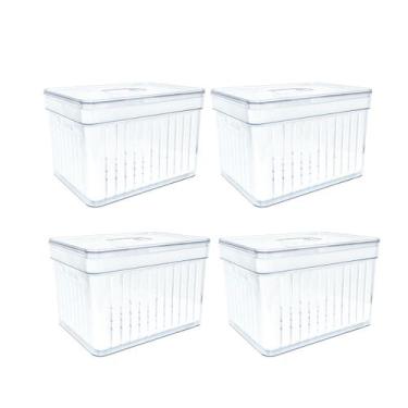 Imagem de Kit 4 Organizador Geladeira Armário Cozinha Tampa Cesto Conservação Al