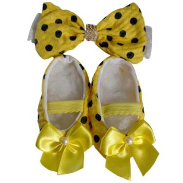 Imagem de 1 Kit faixa com sapatinho bebê menina - Duda Baby Shop, Amarelo de bol