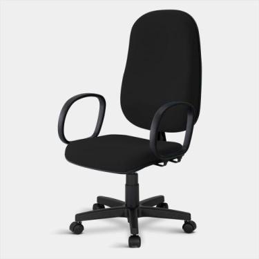 Imagem de Cadeira Presidente Turim Giratória com Braços Preta - Flex Cadeiras