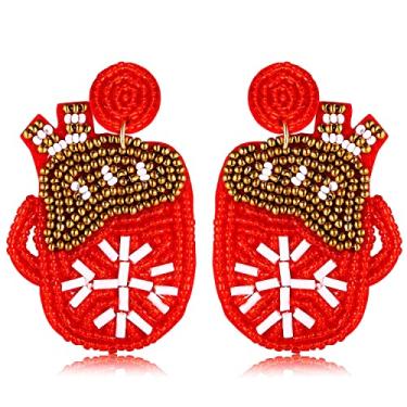 Imagem de Brincos de Natal com contas para mulheres, feitos à mão, árvore de Natal, guirlanda de Papai Noel, guirlanda de bengala doce, brincos de pingente de gota, brincos festivos, presentes de Natal,