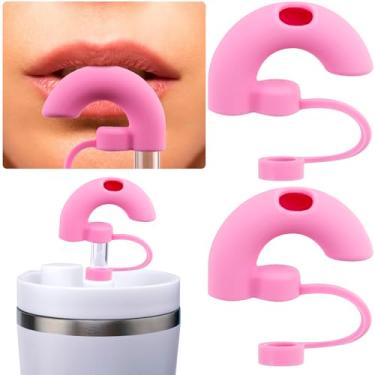 Imagem de Pndeyo 2 peças, capa de canudo antirugas, tampa lateral de silicone de grau alimentício, pontas de palha reutilizáveis sem rugas à prova de poeira para canudo de vidro de metal de aço inoxidável de 10