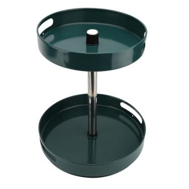 Imagem de Organizador de Especiarias 2 Camadas Prateleira Giratória Ajustável Altura Plataforma Giratória Rack Armazenamento Cozinha Tempero Condimento (Verde)