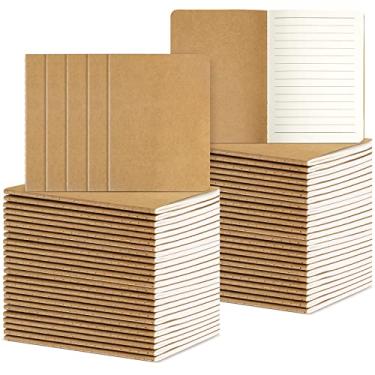 Imagem de Colarr 60 pçs mini cadernos coloridos de 13,5 x 10 centímetros pequeno caderno de bolso 30 folhas, mini caderno em branco forrado de diário colorido pequeno livro de papel kraft a granel material de escritório para sala de aula de estudante (marrom)
