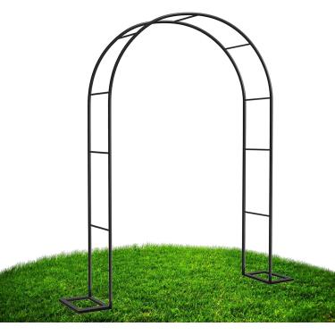 Imagem de Arco de jardim Treliça de metal Arco de rosa para decoração de balão de casamento Planta de escalada Arco de jardim largo 79 pol. 47 pol. 55 pol. 71 pol. 94 pol. 138 pol., Preto, 180 cm x 22