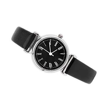 Imagem de Requintado Pequeno Relógio Feminino Fashion Vestido retrô Couro Mini Relógio de Pulso para Diversas Ocasiões (faixa preta faixa preta)