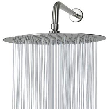 Imagem de Chuveiro de Chuva com Braço de Extensão, Chuveiro NearMoon Redondo, Chuveiro Grande de Aço Inoxidável - Cobertura de Corpo Inteiro Cachoeira (Cabeça de Chuveiro de 30,5 cm com Braço de Chuveiro de 38,5 cm, Níquel Escovado)