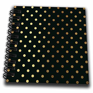 Imagem de 3dRose Bloco de notas de bolinhas com glitter dourado em fundo preto para meninas (db_263066_3)