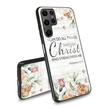 Imagem de BFDHGQZC Capa para Samsung Galaxy S24 Ultra, capa traseira de vidro temperado e amortecedor de TPU fashion masculina e feminina capa protetora à prova de choque para Samsung S24 Ultra, Bíblia