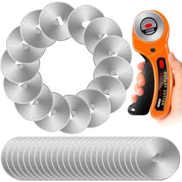 Imagem de Lasnten 72 peças de lâminas de corte rotativo de 45 mm, lâminas de substituição compatíveis com Fiskars Olfa Martelli Truecut Dafa cortador rotativo substituição para artesanato acolchoado artes de