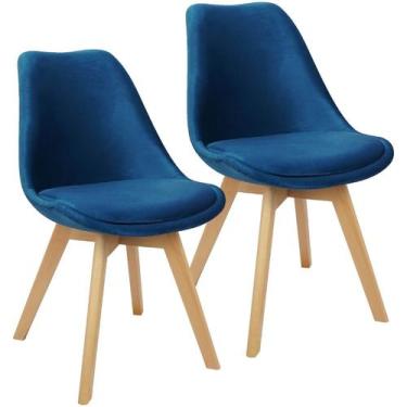 Imagem de Kit 2 Cadeiras Charles Eames Leda Veludo Luisa Saarinen Estofada Base 