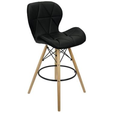 Imagem de Banqueta Slim Eiffel Wood Estofada - Lianto Decor, Preto