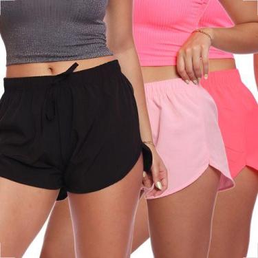 Imagem de Kit 3 Shorts Feminino Tactel Moda Praia Piscina Verão Adulto - MC Digi