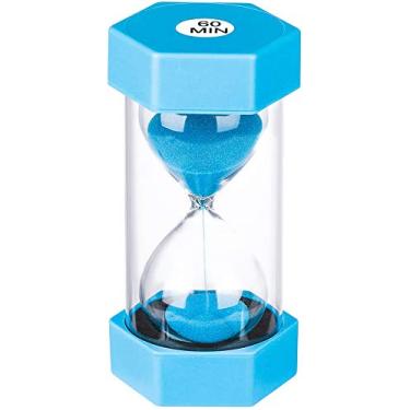 Imagem de SuLiao Temporizador de areia ampulheta de 60 minutos: relógio de areia de plástico, relógio de areia azul gigante 60 minutos, reloj de Arena 60 min, exclusivo temporizador de vidro colorido de 1 hora