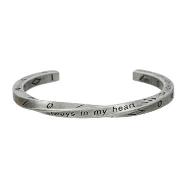 Imagem de RINTOLER Pulseiras de prata retrô para homens e mulheres - Bracelete Viking Always In My Heart banhado a ouro 18 quilates, adjustable, Aço inoxidável, Zircônia cúbica