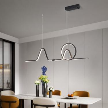 Imagem de 3 cor de luz regulável Comprimento 100 cm Moderno Led Pingente Luzes Para Sala de Jantar Cozinha Sala Bar brilhos nórdicos decoração de casa AC110-240V levou Lâmpada Pingente Luminária (Preto)